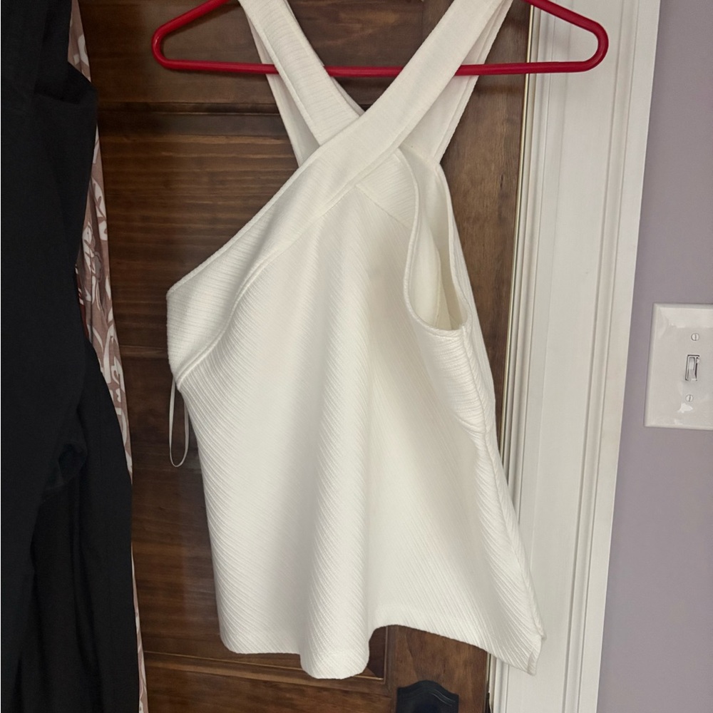 Anthropologie Ivory Textured Sleeveless Top